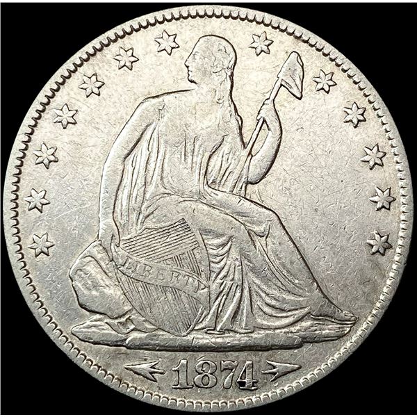 1874 Arws Seated Liberty Half Dollar CLOSELY UNCIRCULATED