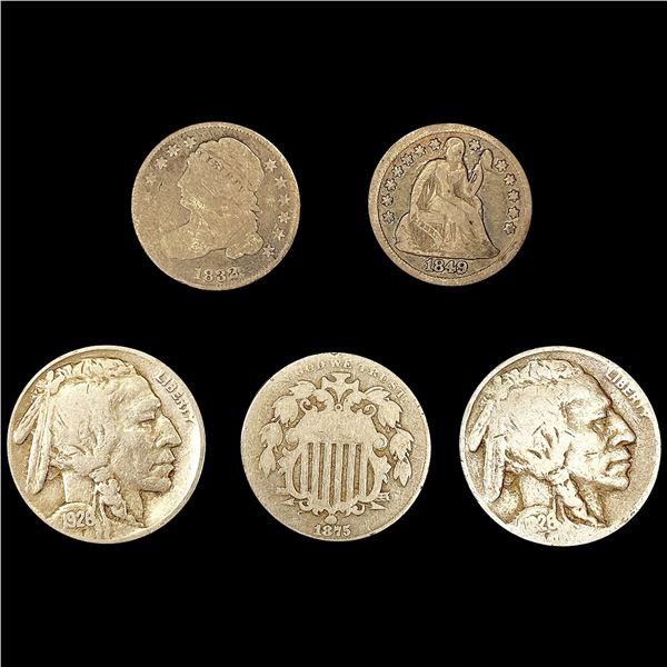 [5] Varied US Coinage [1832, 1849, 1875, [2] 1926-S] NICELY CIRCULATED