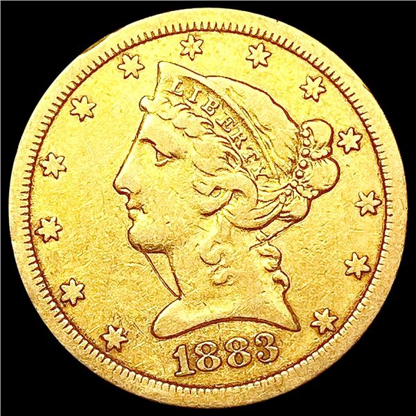1883-CC $5 Gold Half Eagle LIGHTLY CIRCULATED