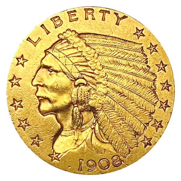 1908 $2.50 Gold Quarter Eagle NEARLY UNCIRCULATED