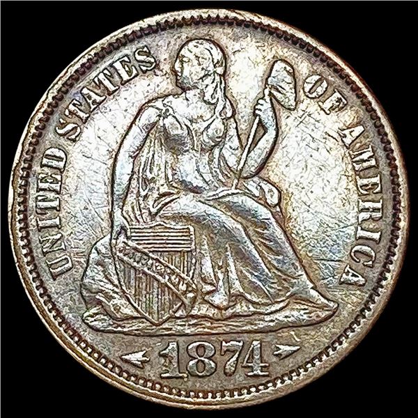 1874 Seated Liberty Dime CLOSELY UNCIRCULATED