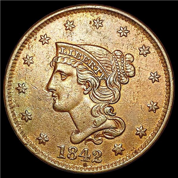 1842 Braided Hair Large Cent CHOICE AU