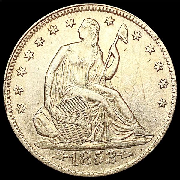 1853 A+R Seated Liberty Half Dollar CLOSELY UNCIRCULATED