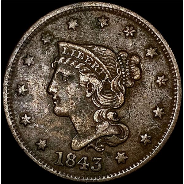 1843 Braided Hair Large Cent NEARLY UNCIRCULATED