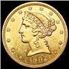 Image 1 : 1902 $5 Gold Half Eagle UNCIRCULATED