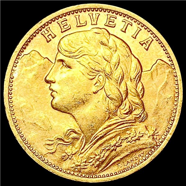 1927-B Switzerland 20 Franc Gold .1867AGW GEM BU
