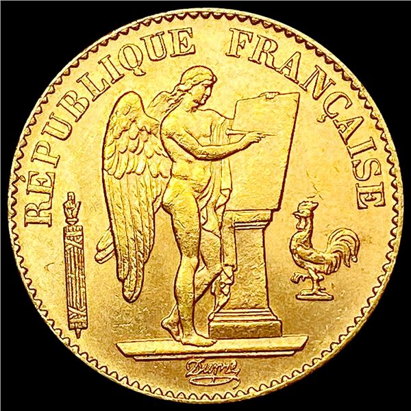 1893-A France 20 Franc Gold .1867AGW GEM BU