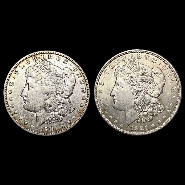 [2] 1901-O&1921 Morgan Silver Dollar HIGH GRADE