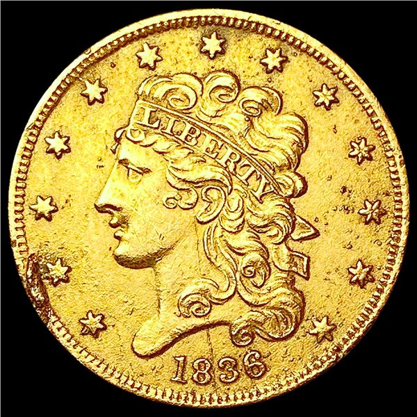 1836 $5 Gold Half Eagle CLOSELY UNCIRCULATED