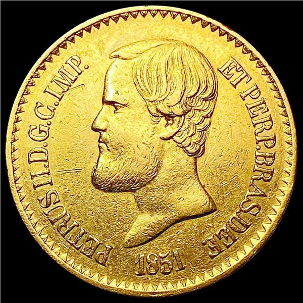 1851 Brazil 20000 Reis Gold .5286AGW CHOICE AU