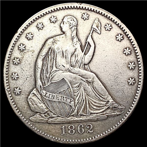 1862 Seated Liberty Half Dollar CLOSELY UNCIRCULATED