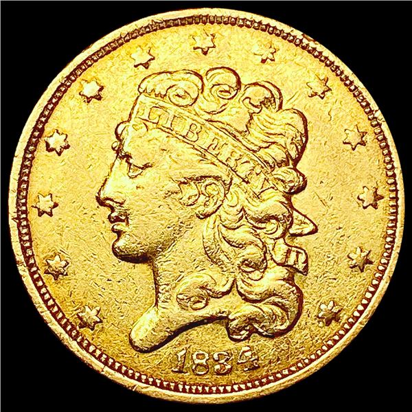 1834 $5 Gold Half Eagle NEARLY UNCIRCULATED