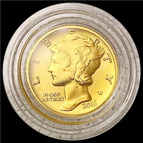 2016-W Mercury Dime 1/10th oz Gold SUPERB GEM BU