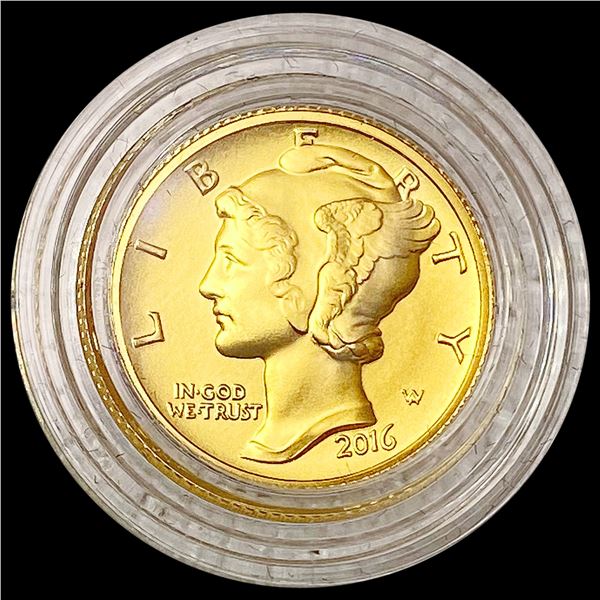 2016-W Mercury Dime 1/10th oz Gold SUPERB GEM BU