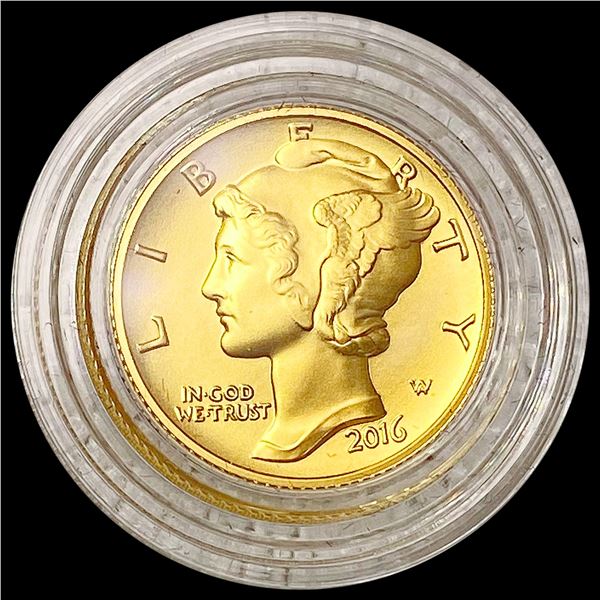 2016-W Mercury Dime 1/10th oz Gold SUPERB GEM BU