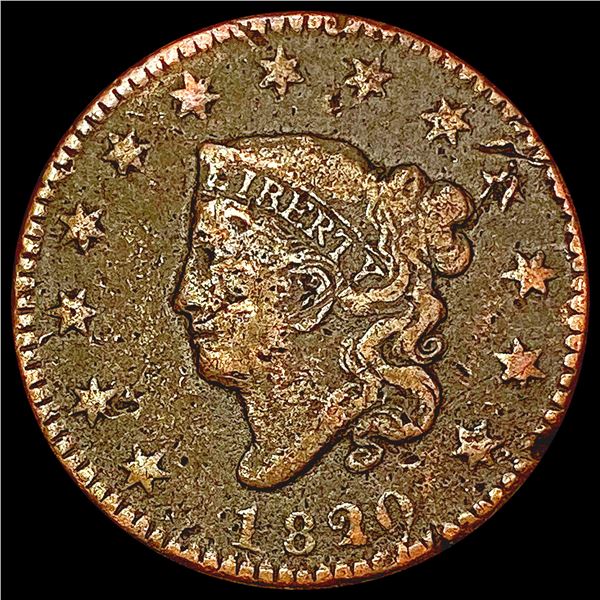 1820 Coronet Head Large Cent NICELY CIRCULATED
