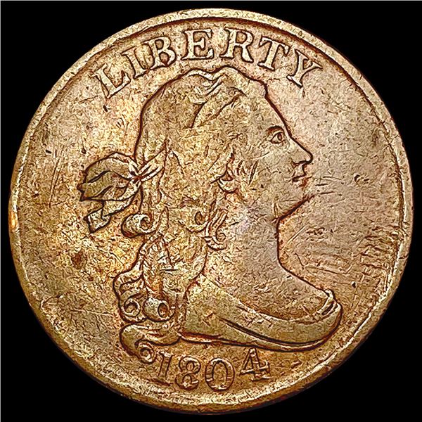 1804 Draped Bust Half Cent Spiked Chin LIGHTLY CIRCULATED