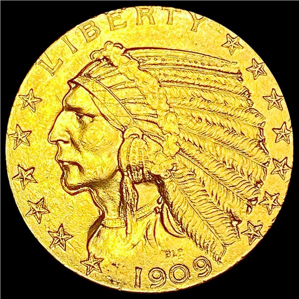 1909 $5 Gold Half Eagle CLOSELY UNCIRCULATED