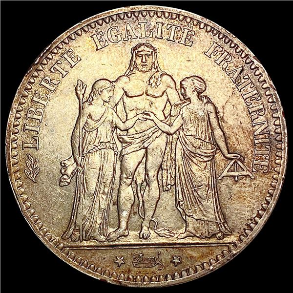 1877-S France Silver 5 Francs CLOSELY UNCIRCULATED