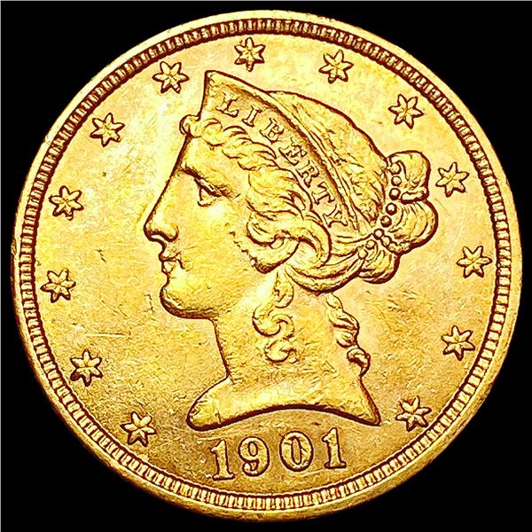 1901 $5 Gold Half Eagle UNCIRCULATED