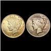 Image 1 : [2] 1922&1924 Silver Peace Dollar CLOSELY UNCIRCULATED