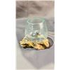 Image 4 : 3- HAND MADE MOLTEN GLASS BOWLS ON TEAK BASES