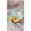 Image 3 : 3- HAND MADE MOLTEN GLASS BOWLS ON TEAK BASES