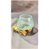 Image 2 : 3- HAND MADE MOLTEN GLASS BOWLS ON TEAK BASES
