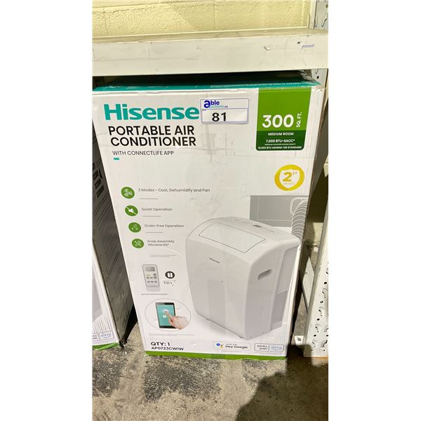 *NEW* HISENSE PORTABLE AIR CONDITIONER WITH CONNECTLIFE APP, 10500 BTU ASHRAE-128 STANDARD,