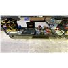 Image 1 : SHELF OF ASSORTED TOOLS, INCLUDING, WRENCH SET, TOOL BELT (WITH TOOLS) HAMMER MEASURING TAPE, &