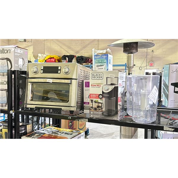 SHELF OF ASSORTED ITEMS, INCLUDING: WATER FILTERS, ELECTRIC KETTLE & MORE  *MAY BE MISSING PIECES*