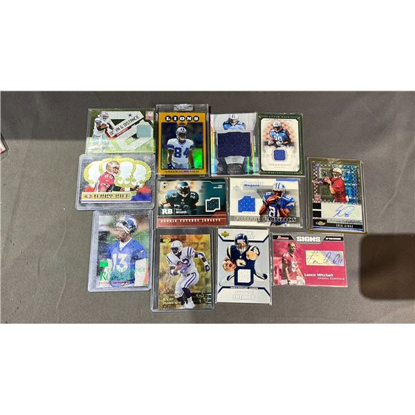 LOT OF ASSORTED JERSEY, AUTOGRAPH, ROOKIE & MORE FOOTBALL CARDS INCLUDING; JERRY RICE, SHAUN