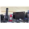 Image 1 : SHELF OF ASSORTED ITEMS INCLUDING; LG ULTRAGEAR 32" MONITOR (DAMAGED, NO POWER CORD), KITCHENAID