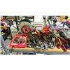 Image 3 : SHELF OF ASSORTED TOOLS INCLUDING; CIRCULAR SAW, SOCKET AND TOOL SET, TIN SNIPS AND MORE
