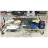 Image 1 : SHELF LOT ASSORTED PLATES, BOWLS, AND MORE