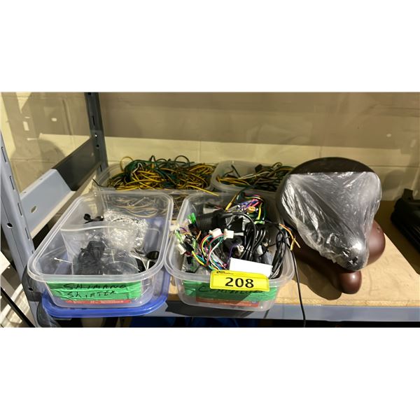 LOT OF ASSORTED E-BIKE PARTS INCLUDING; SEATS, CONTROLLERS, SHIFTER AND MORE