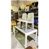 Image 2 : MODERN INLAID GLASS TOP DESK & 2 PATTERNED CHAIRS