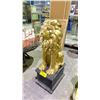 Image 2 : LION ON PEDESTAL SCULPTURE 36" TALL