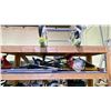 Image 1 : SHELF OF ASSORTED ITEMS INCLUDING; STIHL GAS TRIMMER, BLACK & DECKER HEDGE TRIMMER, SLEDGE HAMMER &