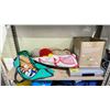 Image 1 : SHELF OF ASSORTED ITEMS INCLUDING; CROQUET SET, MULTI NET SPORT SET, DVD PLAYER & BOX OF CD'S
