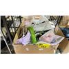 Image 2 : BOX OF ASSORTED ITEMS INCLUDING; SHOES, PLAYBOY UNDERWEAR, PIPE CLEANERS & MORE