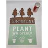 Image 1 : Metal Die-Cut Tombstone and Plant Whisperer Signs