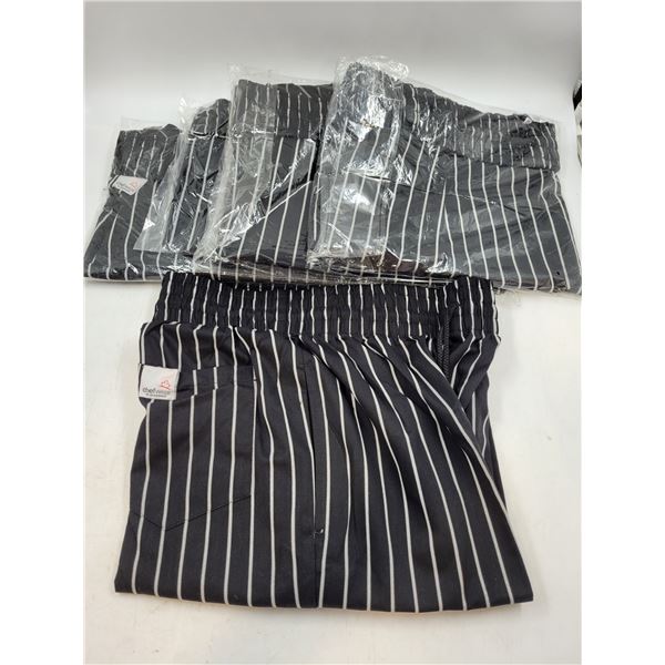 Lot of 4 Striped Chef Wear Chef Pants