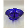 Image 2 : Vintage Cobalt Blue Glass Divided Relish Dish with Silver Overlay