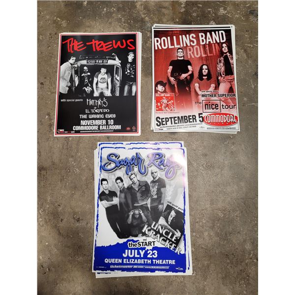 3 Stacks of Local Concert Posters