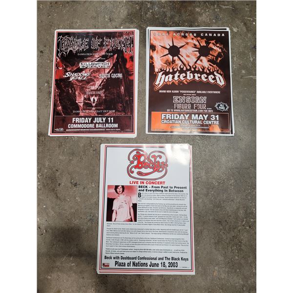 3 Stacks of Local Concert Posters