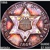 1866 Silver Three Cent GEM BU +