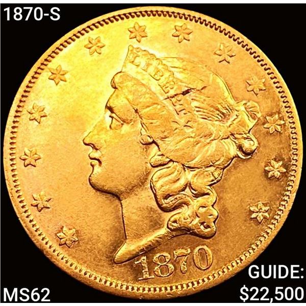 1870-S $20 Gold Double Eagle UNCIRCULATED
