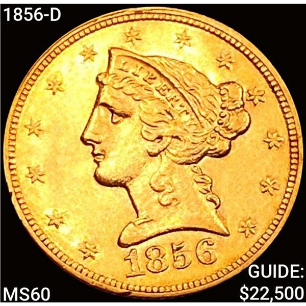 1856-D $5 Gold Half Eagle UNCIRCULATED