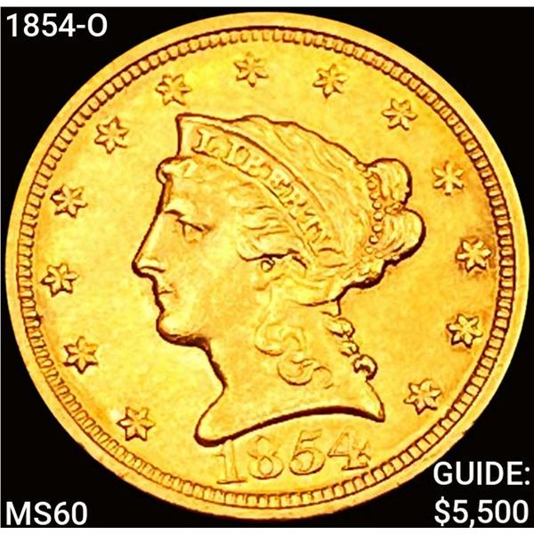 1854-O $2.50 Gold Quarter Eagle UNCIRCULATED